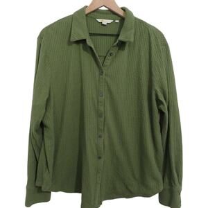 Boden Womens Sz 14 Olive Green Gauzy Button Up Blouse Soft Casual Lightweight